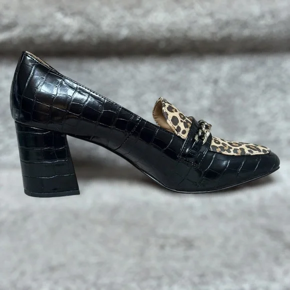 NEW Crown & Ivy Scarlett Cheetah Croc Embossed Block Heel Pumps Women’s 10 Chic - Picture 8 of 13